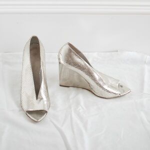 Vintage Silver Burberry Wedges